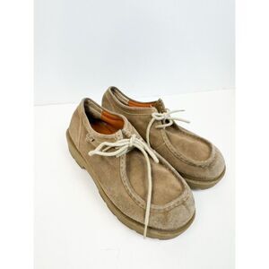 Vintage 90s Grunge Goth Womens 9 Distressed Chunky Suede Leather Platform Shoes
